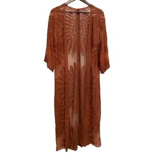 Whimsical Sheer Floral Duster Kimono M Boho Indie Festival Fairy Eclectic Earthy